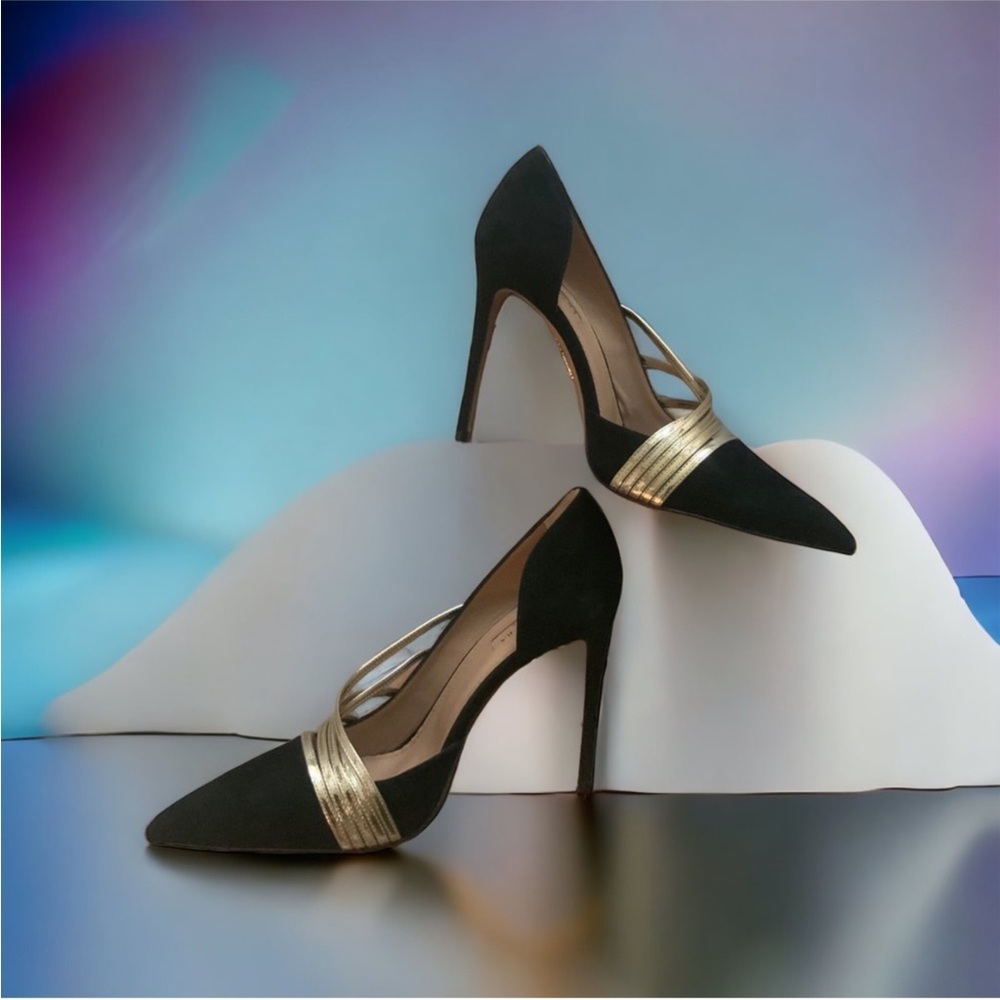 NIB Aquazzura Minou Metallic Suede Pump Heels Size 39.5 $795.00 - Picture 2 of 6